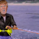 An image from a YouTube video in which Donald Trump’s head is superimposed onto the body of the Fonz in a scene from an episode of the classic TV show Happy Days, in which the Fonz famously “jumps the shark”
Opie Radio via YouTube screenshot
